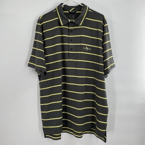 ZERO RESTRICTION Tour Series Rio Mar Golf‎ Polo Gray/Yellow Stripe XL - Picture 2 of 6